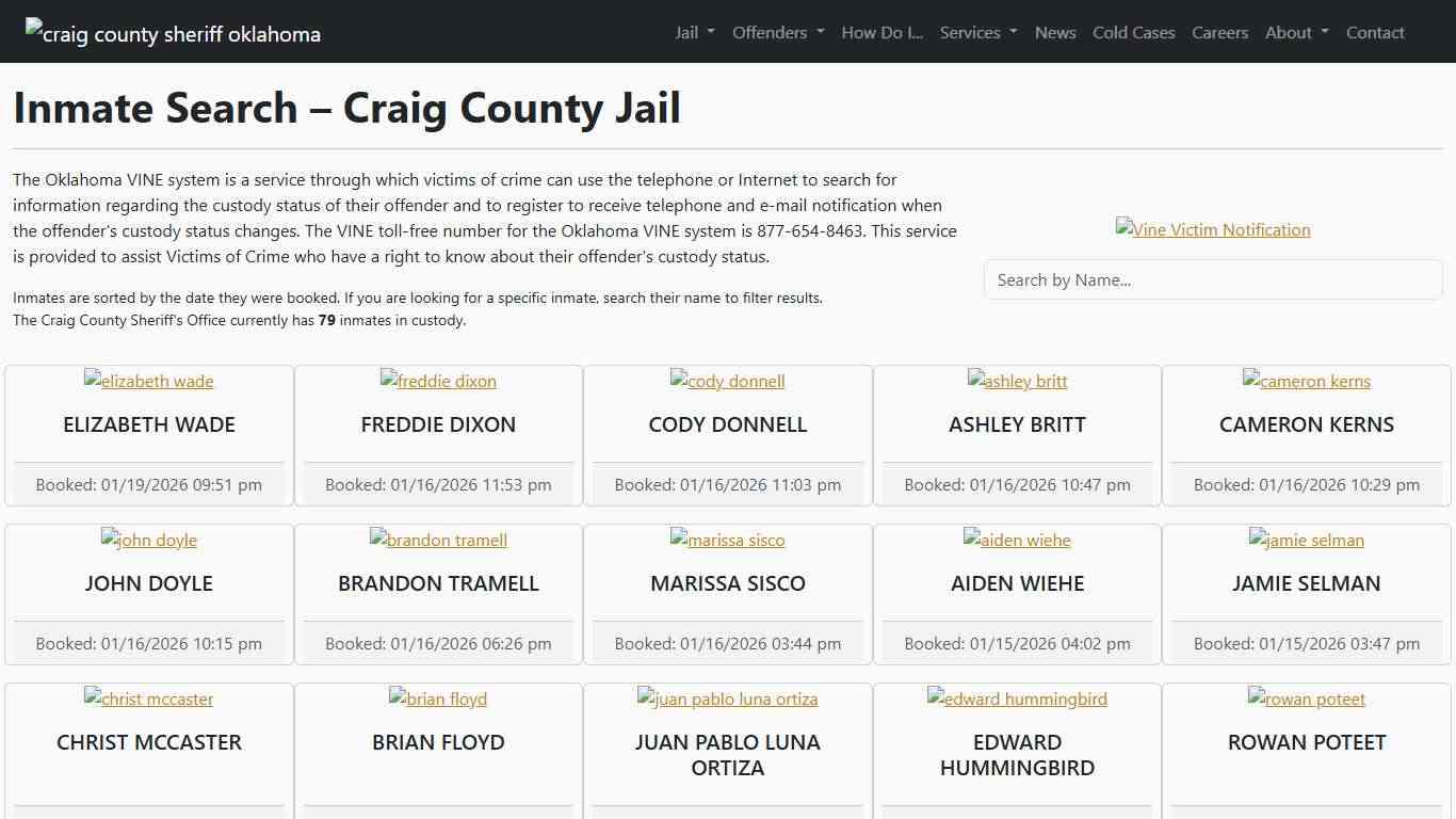 Inmate Search | Craig County Sheriff's Office