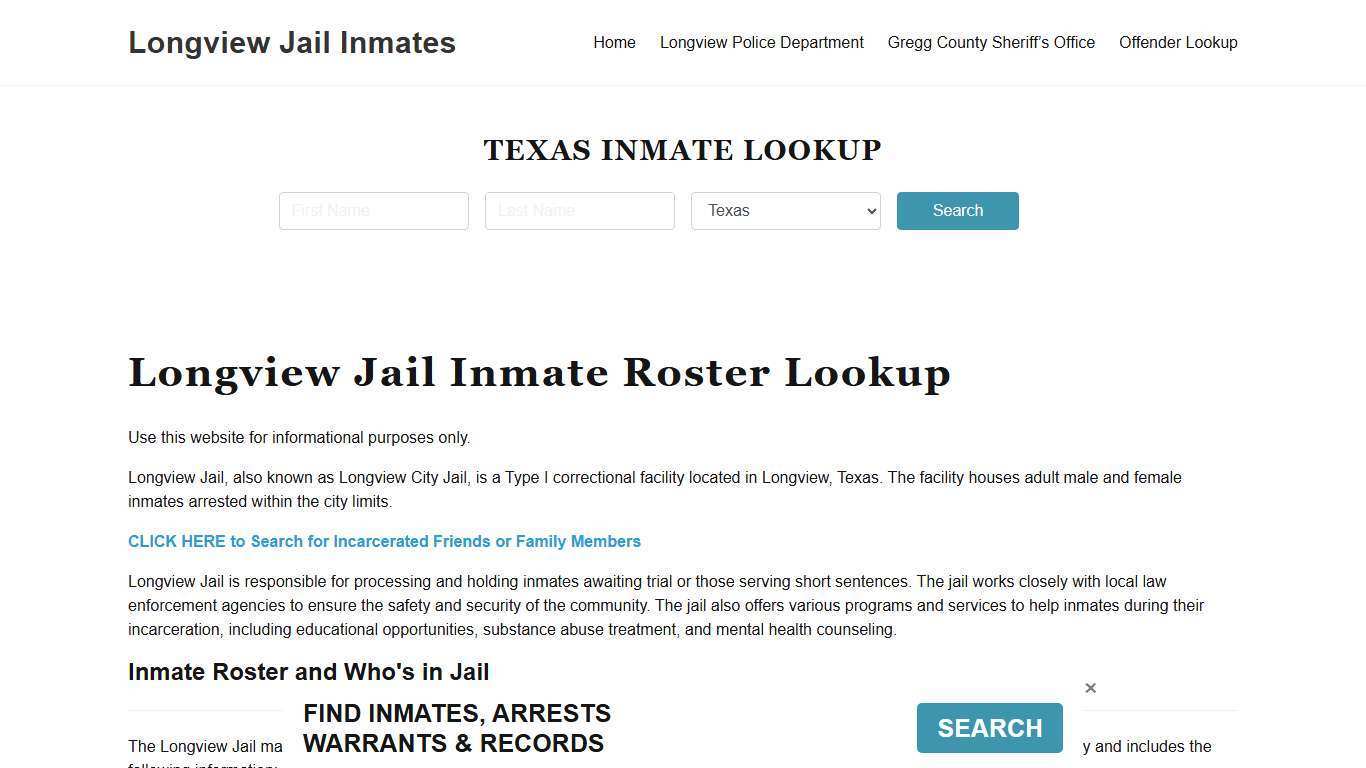 Longview Jail Inmate Roster, Gregg County, TX, Offender Search